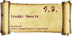 Izsáki Henrik névjegykártya