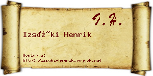 Izsáki Henrik névjegykártya